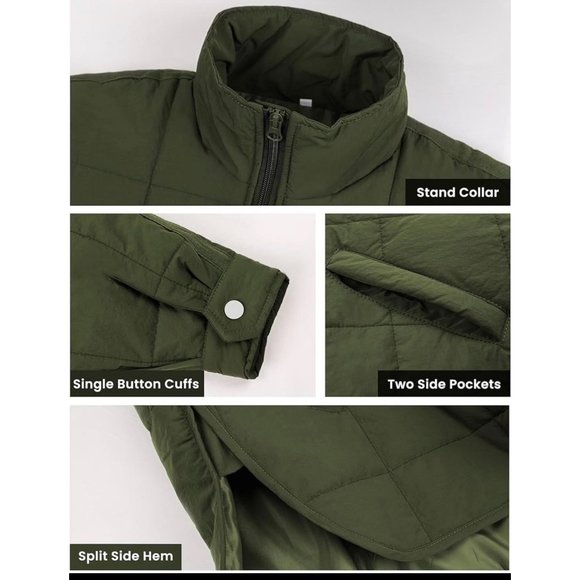 Huaqiao Womens Quilted Puffer Jackets Lightweight Zipper Short Padded Coat - Picture 5 of 9